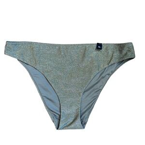 Etam Shimmer Bikini Bottom Sage Green Metallic Size 34 NWT